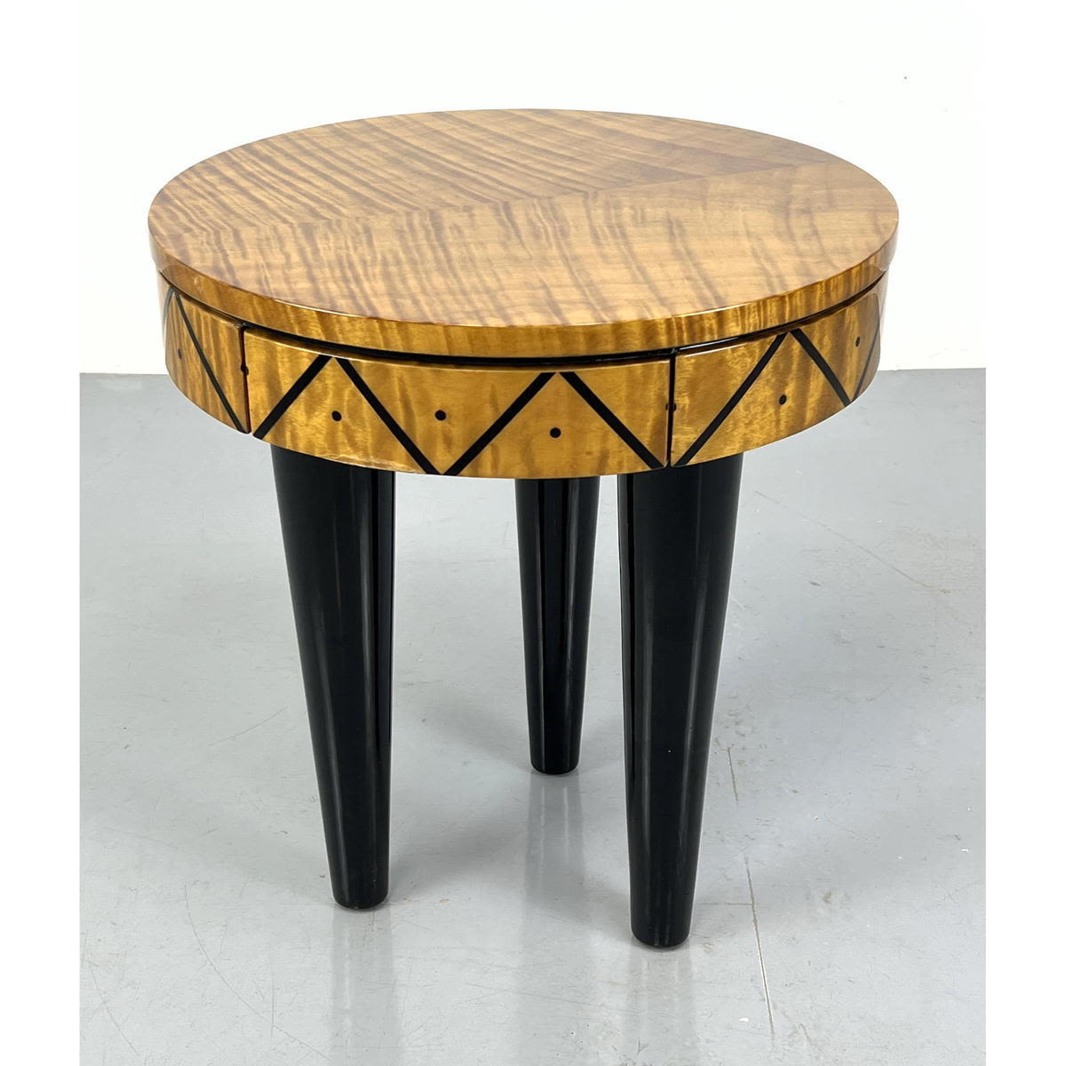 Appraisal: PACE Collection Designer Ebonized Trim Side Table Richly grained top