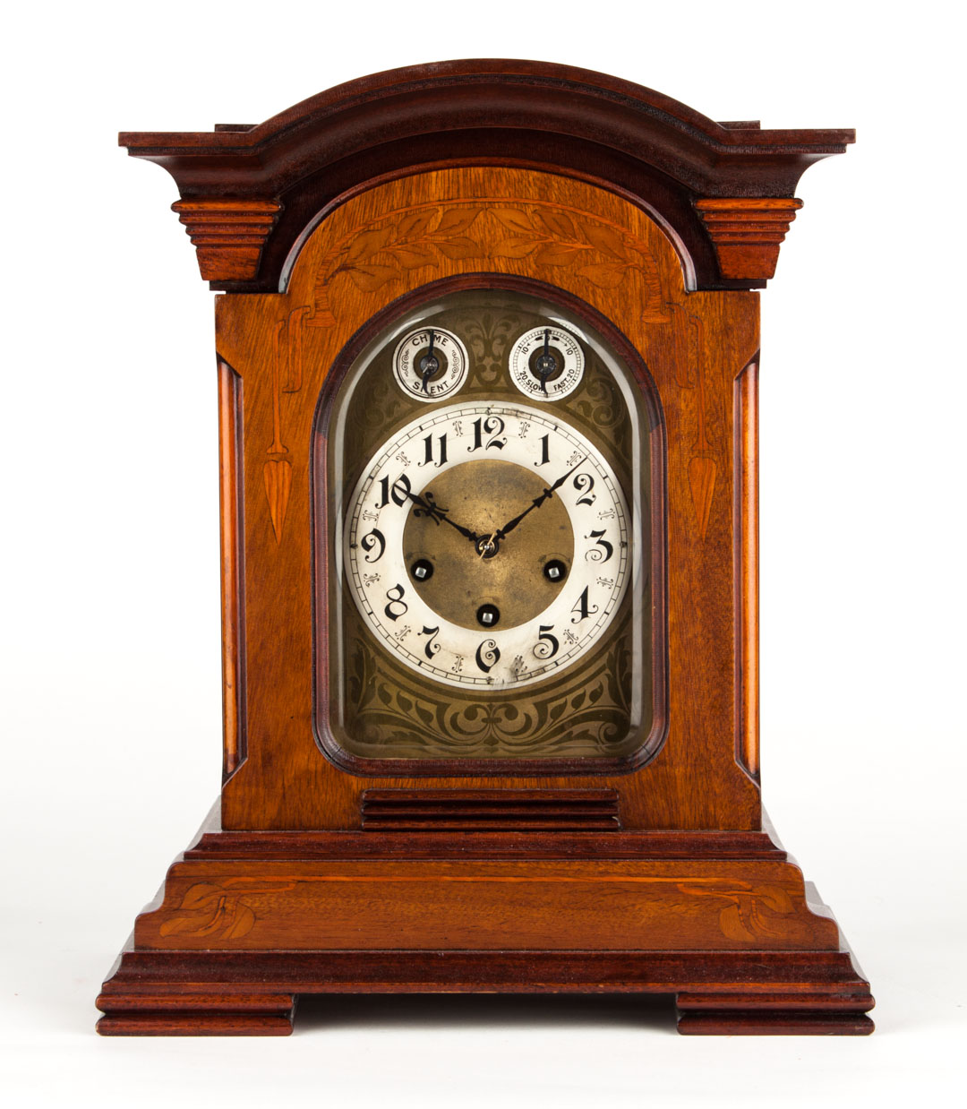 Appraisal: Victorian inlaid mahogany mantel clock late th early th century