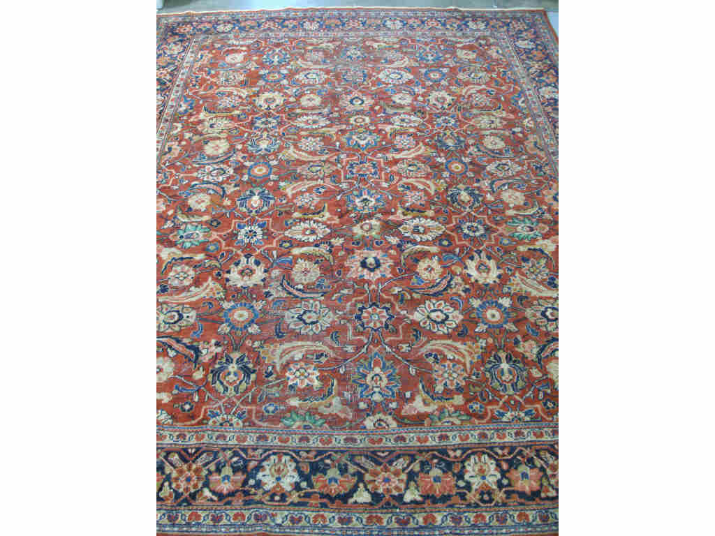 Appraisal: Semi- Antique Persian Mahal Room-Size Carpet cotton base red field