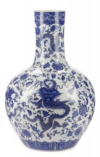 Appraisal: Chinese Large Dragon Motif Porcelain Bottle Vase Chinese late th