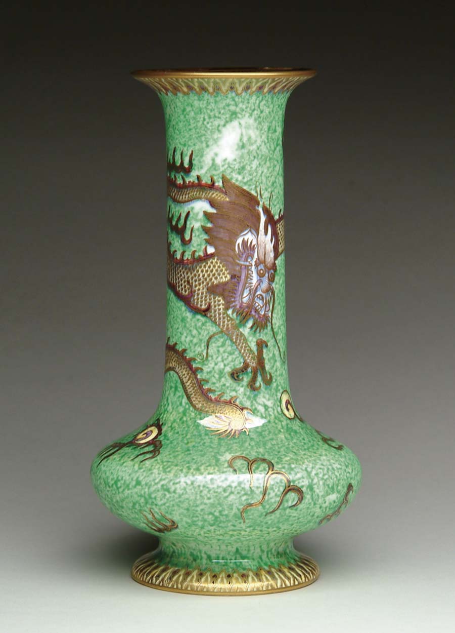 Appraisal: WEDGWOOD DRAGON LUSTRE VASE Wonderful Wedgwood vase has green mottled