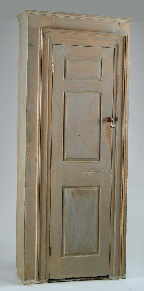 Appraisal: FINE PANELED DOOR NARROW CUPBOARD Single door has three raised