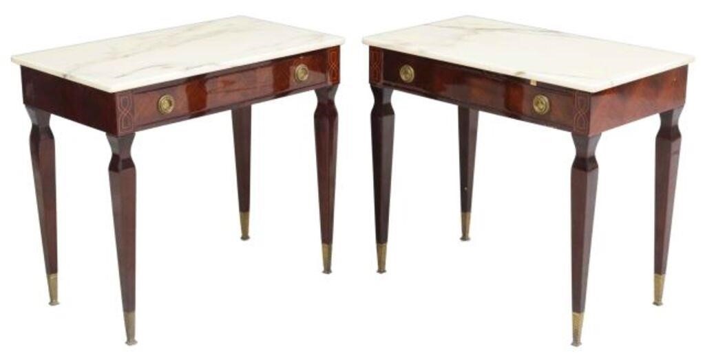 Appraisal: pair Italian mid-century modern matched veneer nightstands c s having