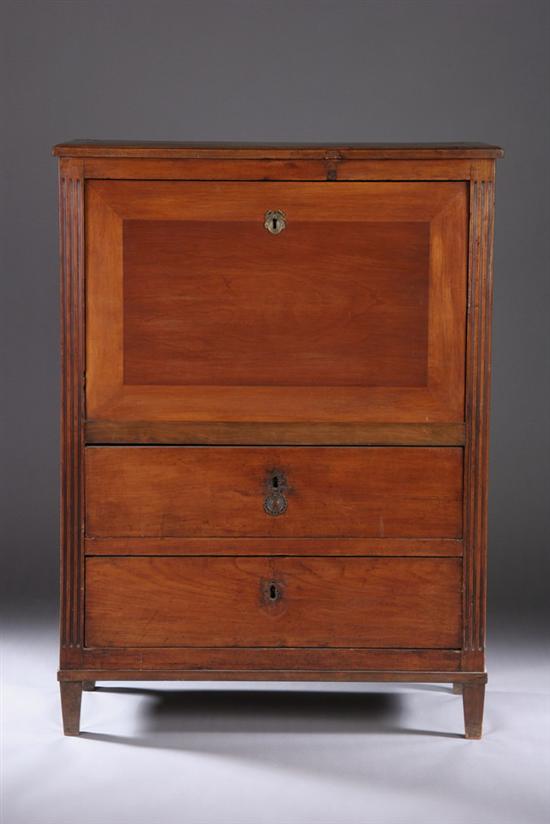 Appraisal: FRENCH PROVINCIAL FRUITWOOD SECRETAIRE A ABATTANT late th century Mitered-corner