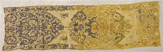 Appraisal: TEXTILE Middle Eastern needlework fragment cobalt cream sage and olive