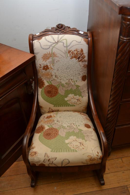 Appraisal: TH CENTURY MAHOGANY FRAMED ROCKING CHAIR