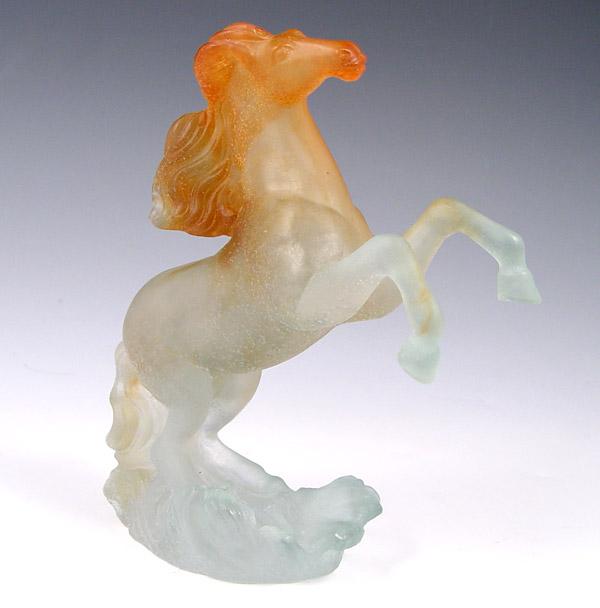 Appraisal: DAUM SIGNED PATE DE VERRE ART GLASS HORSE Amber and