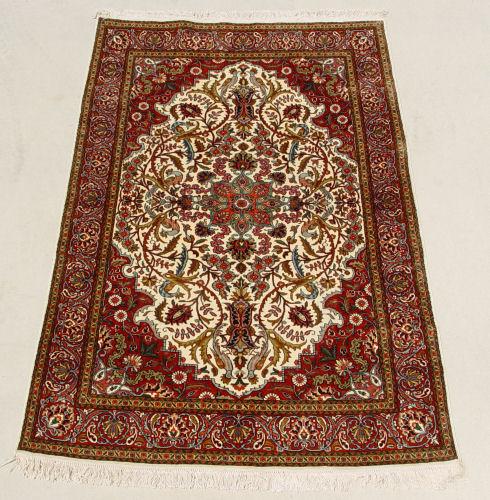 Appraisal: HAND TIED SILK ON COTTON ORIENTAL CARPET Hand knotted in