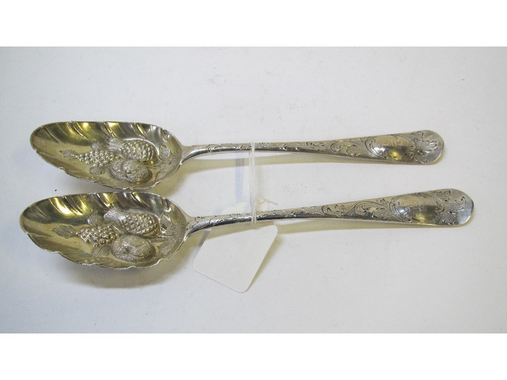 Appraisal: A pair of George III silver berry spoons London