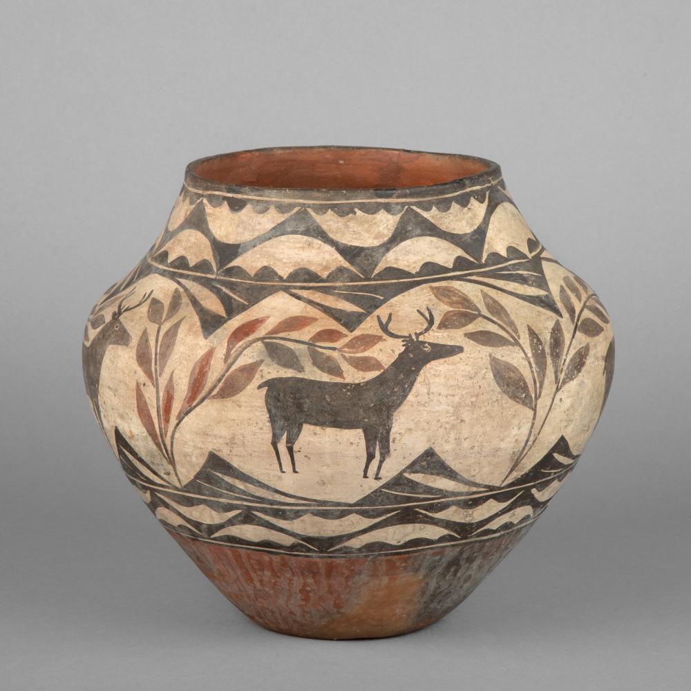 Appraisal: Zia Deer Polychrome Jar ca fired clay pigments Dimensions height