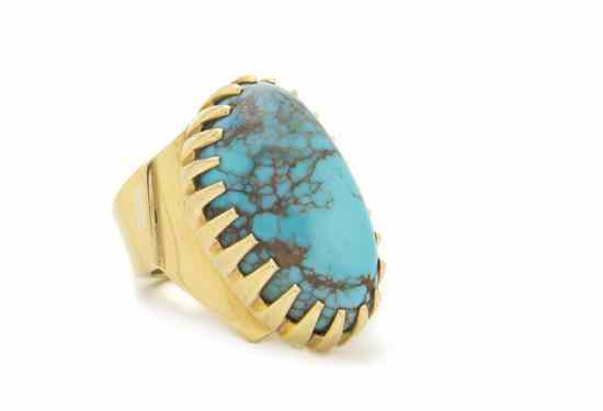 Appraisal: A Hopi K Gold Lady's Sand Cast Ring Charles Loloma