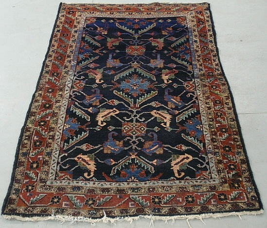 Appraisal: - Hamadan oriental center hall carpet with a blue field