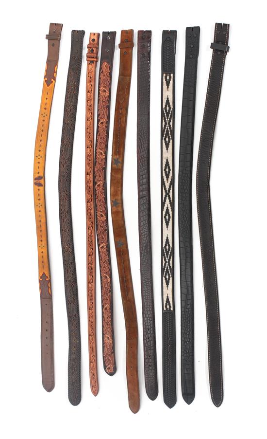 Appraisal: Sale Lot Collection of Nine Western Style Belts including leather