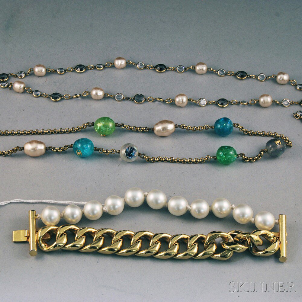 Appraisal: Small Group of Chanel Costume Jewelry comprising two glass beaded