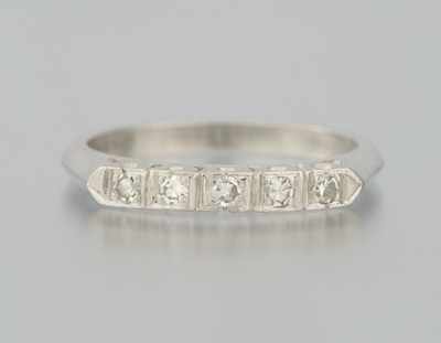 Appraisal: A Ladies' Platinum and Diamond Band Platinum band set across