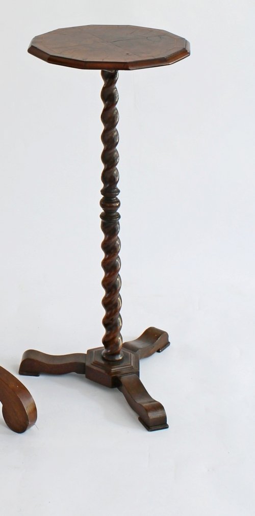 Appraisal: A Queen Anne walnut torch re with twelve-sided cross banded