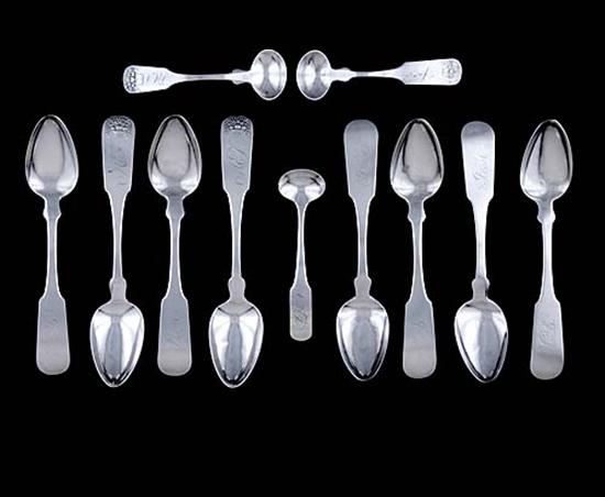 Appraisal: Group of American coin silver spoons first half th centuryconsisting