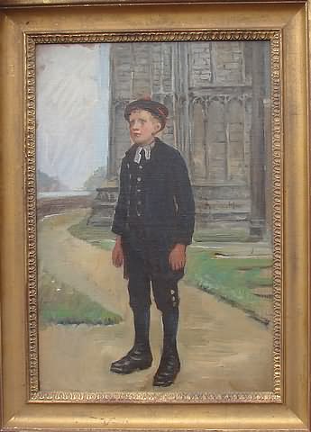 Appraisal: Charity Boy-Lincoln oil on canvas board x Kennedy Gallery label