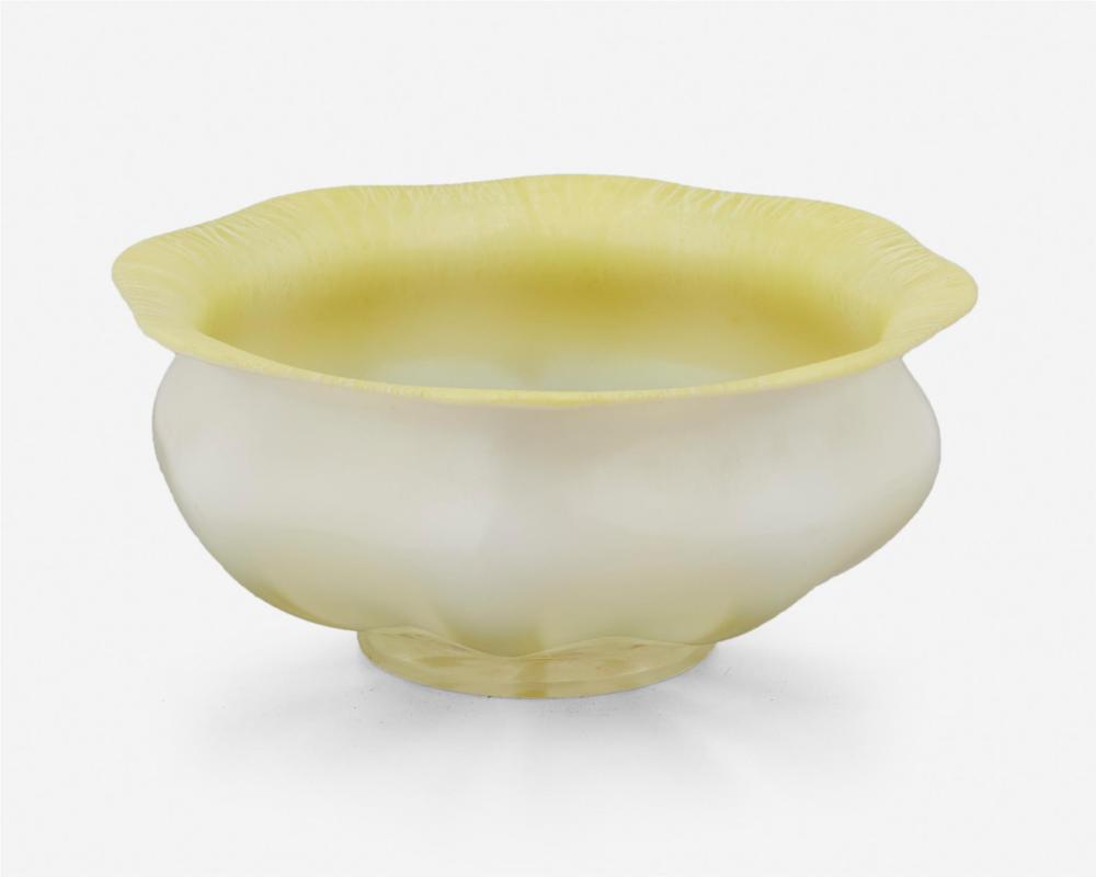 Appraisal: A L C Tiffany yellow opalescent Favrile glass bowl First-quarter