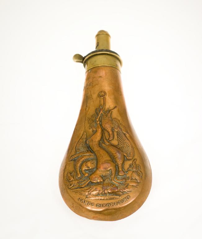 Appraisal: VICTORIAN COPPER POWDER FLASK JAMES DIXON SONS of characteristic form