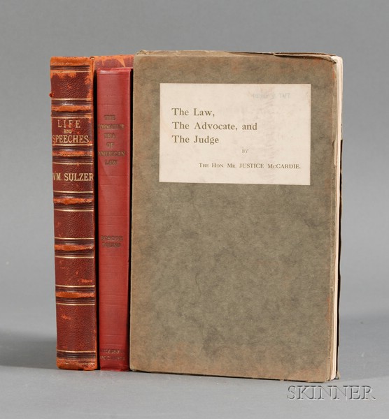 Appraisal: Law Three titles New York Political History Sulzer William former