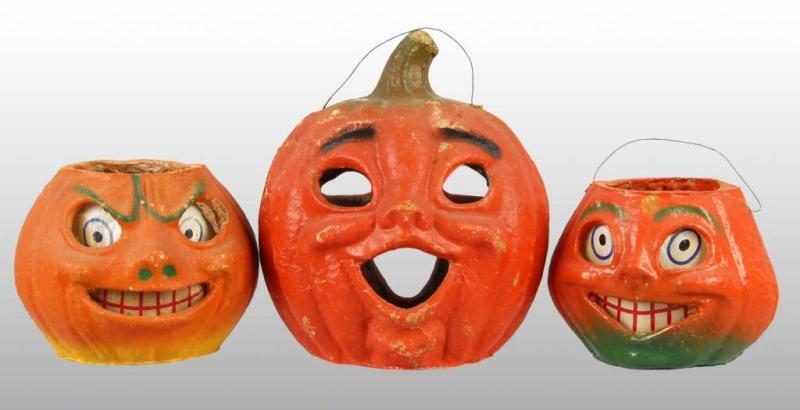 Appraisal: Lot of Halloween Jack-O-Lanterns Description Double face lantern is without