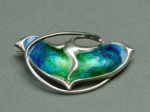 Appraisal: A Liberty's silver enamel Art Nouveau brooch c Modelled as