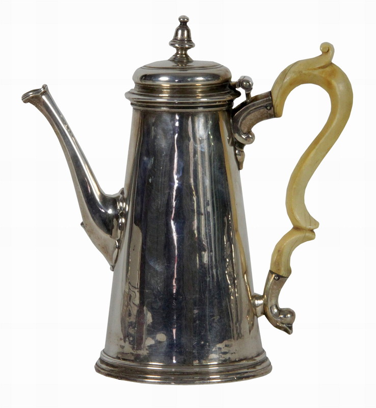 Appraisal: A George II silver coffee pot John Swift London with