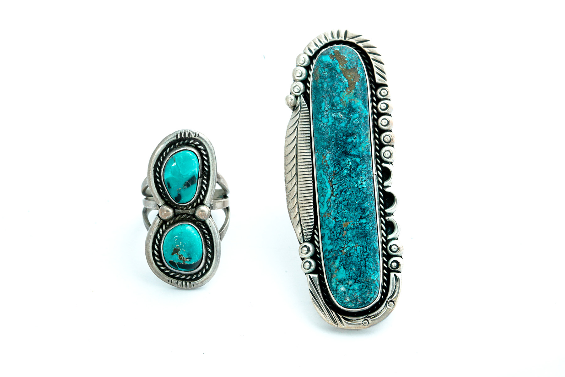 Appraisal: TWO NAVAJO SILVER AND TURQUOISE RINGS Third quarter- th century