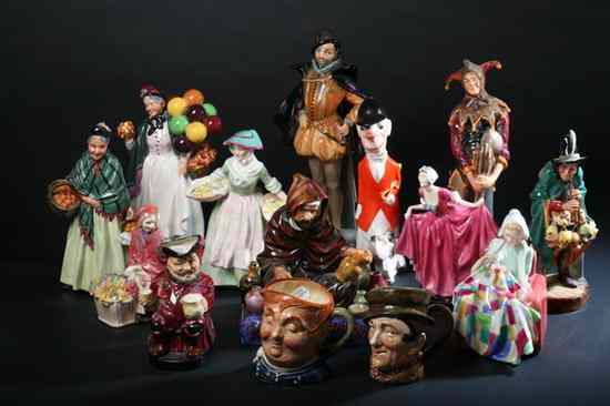 Appraisal: ROYAL DOULTON FIGURES AND CHARACTER JUGS Including Sir Walter Raleigh