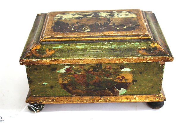 Appraisal: AN ANTIQUE VENETIAN PAINTED CASKET cm wide