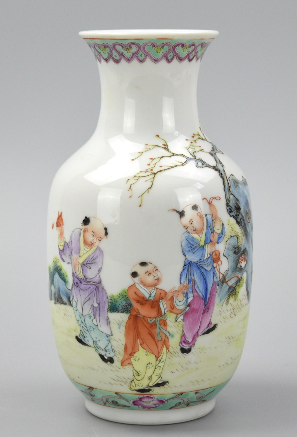 Appraisal: CHINESE FAMILLE ROSE VASE W CHILDREN ROC PERIOD It is