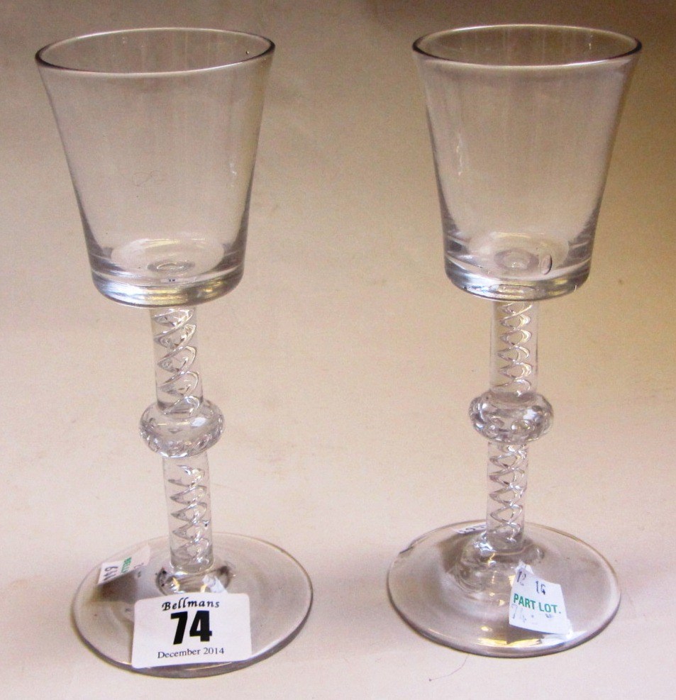 Appraisal: A pair of airtwist wine glasses mid th century each