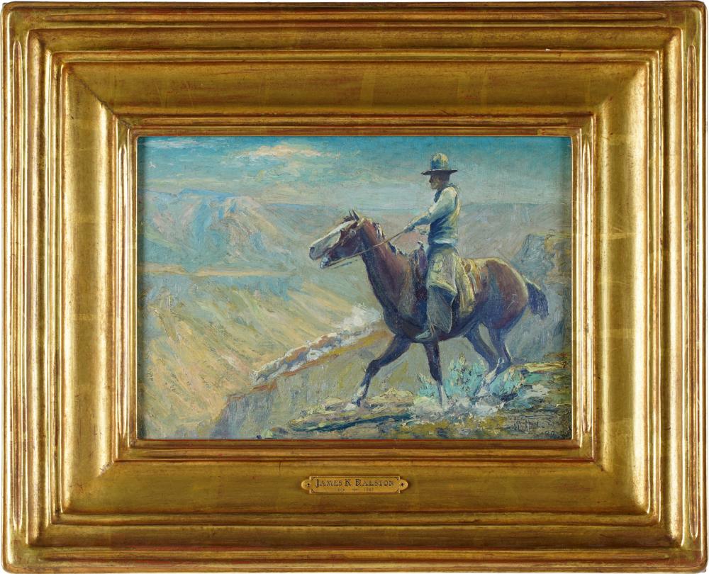 Appraisal: JAMES KENNETH RALSTON - COWBOYoil on canvas signed and dated