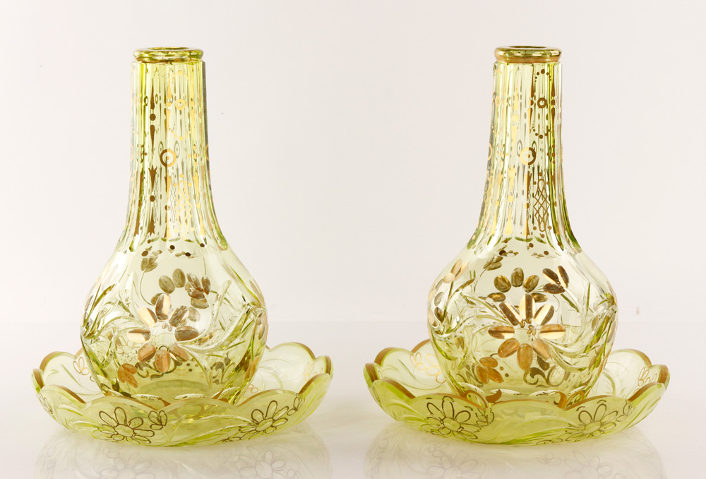 Appraisal: - Pair of th C Bohemian Glass Carafes Pair of