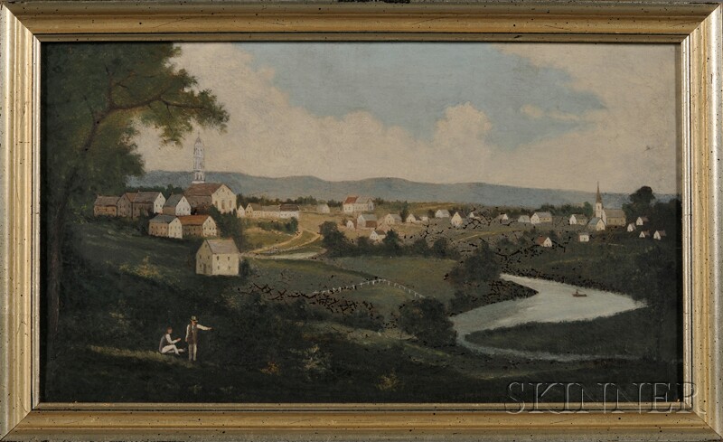 Appraisal: American School th Century View of a New England Town