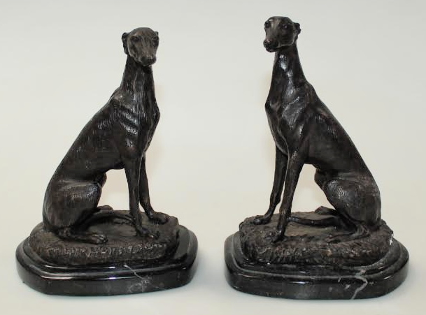 Appraisal: A pair of thC cast spelter figure of greyhounds each