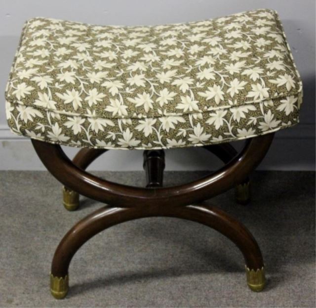 Appraisal: Neoclassical Style Upholstered Bench with BrassFeet From an East nd