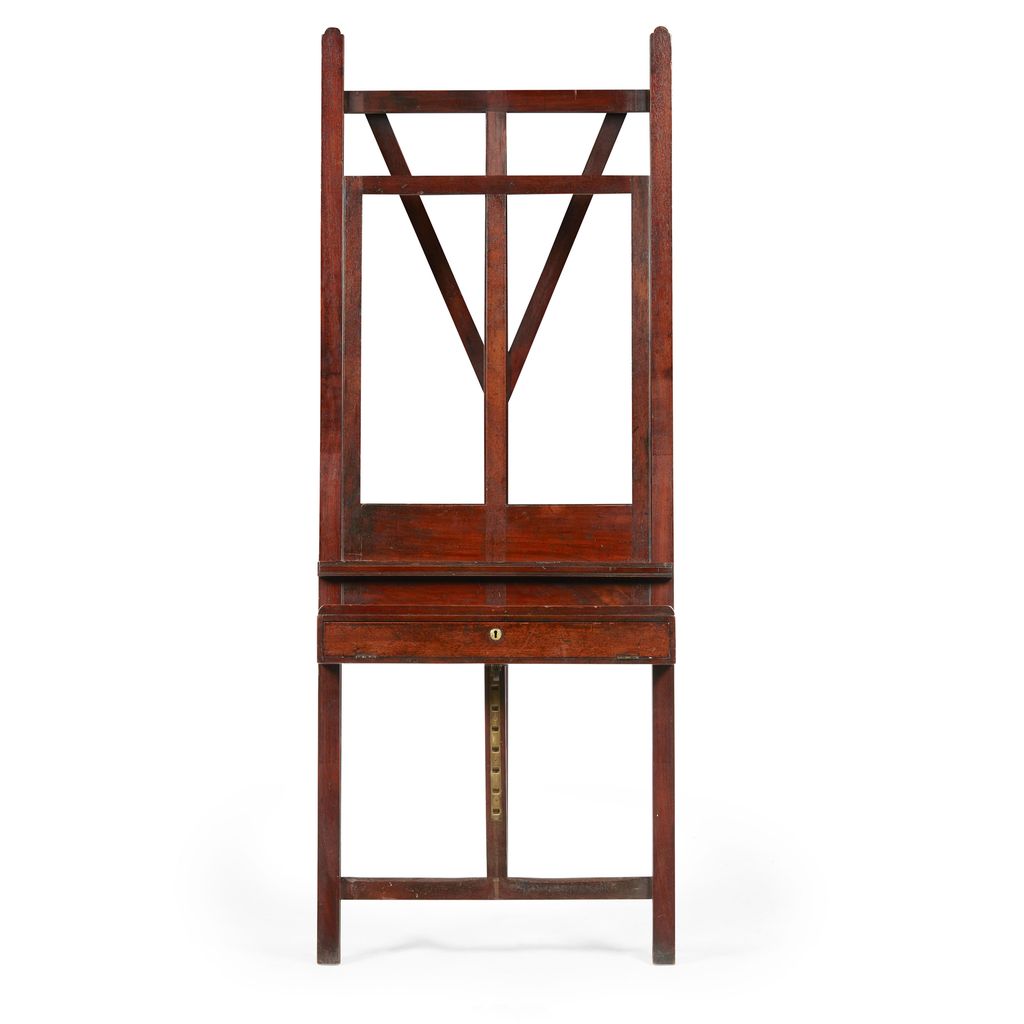 Appraisal: MAHOGANY EASEL TH CENTURY the sliding adjustable back fitted with