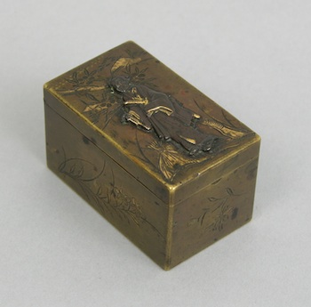 Appraisal: A Japanese Bronze and Mixed Metal Stamp Box As Japanese