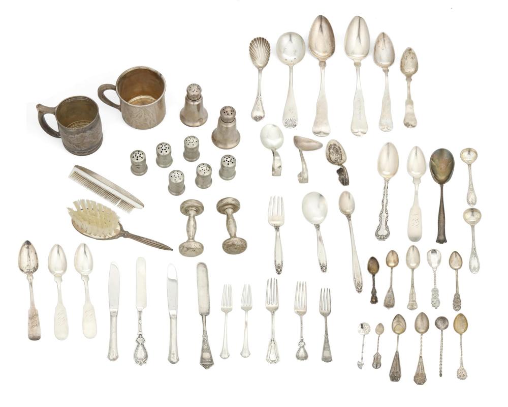 Appraisal: A GROUP OF SILVER FLATWARE AND OBJECTSA group of silver