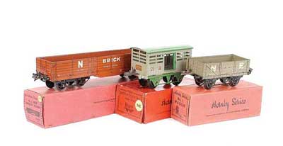 Appraisal: Hornby O Gauge -wheel Goods Rolling Stock consisting of NE