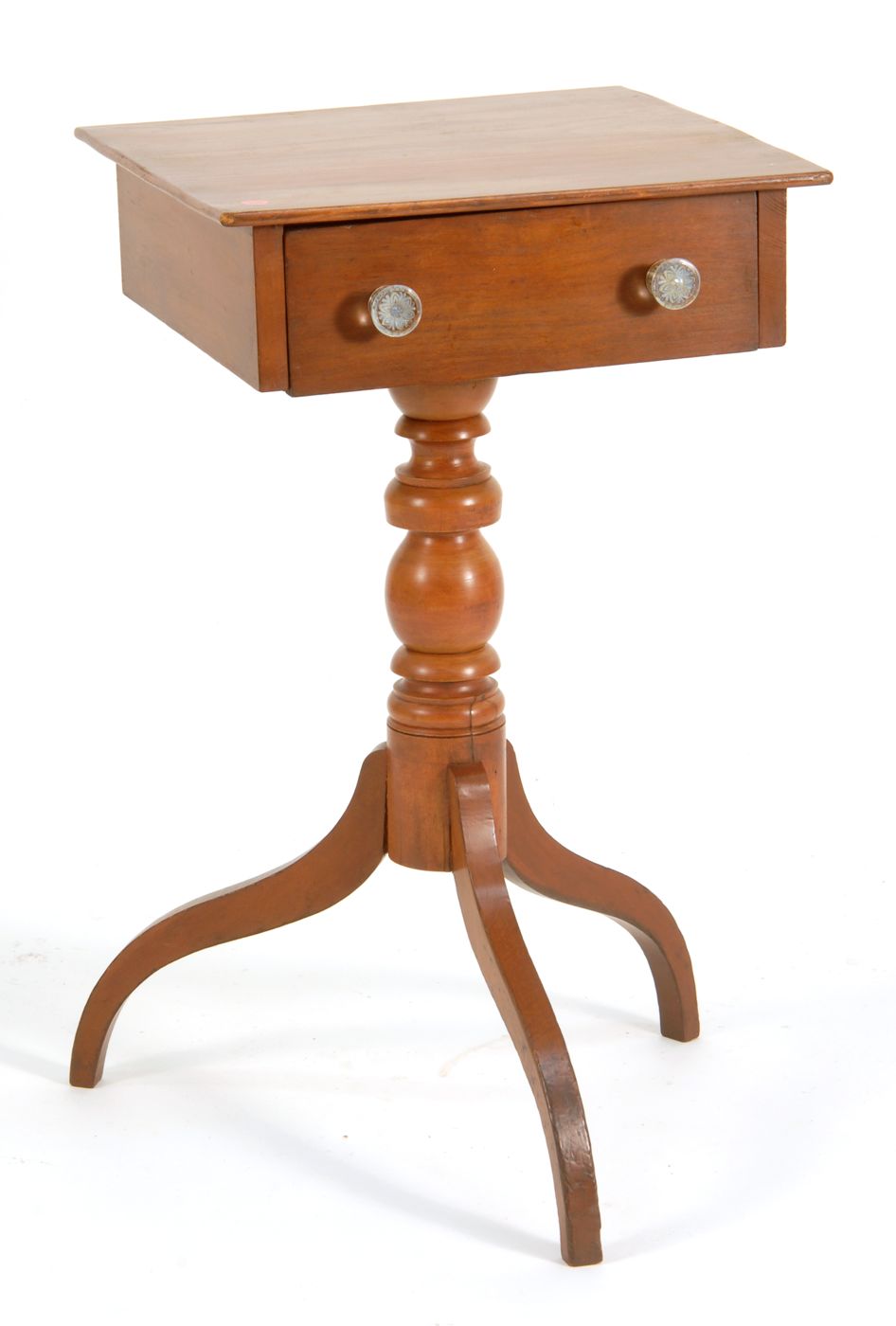 Appraisal: ANTIQUE AMERICAN SHERATON ONE-DRAWER STAND In cherry and other woods