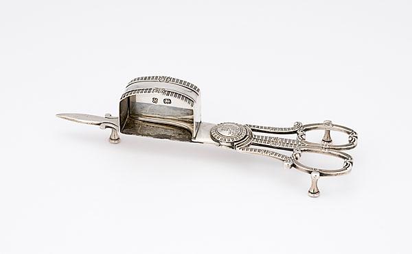 Appraisal: REGENCY SILVER CANDLE SNUFFER English mark of Rebecca Eames and