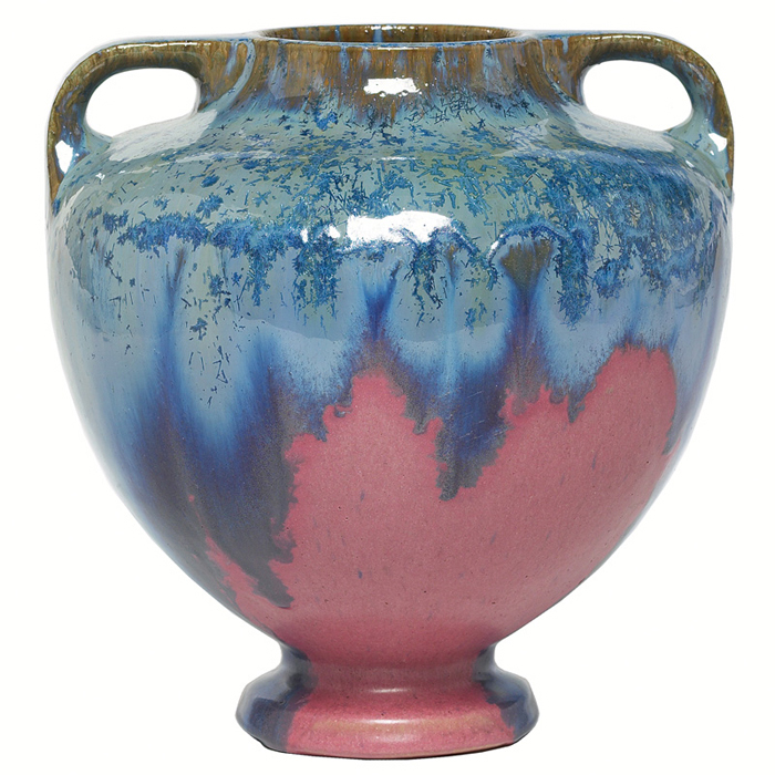 Appraisal: Fulper vase large double handled form in pink with a