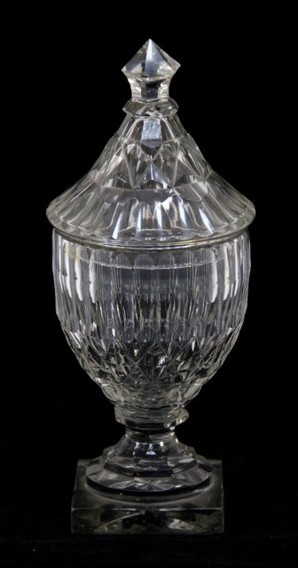 Appraisal: A George III glass confiture and cover the cover with