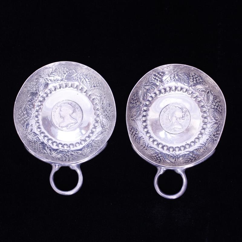 Appraisal: Pair Sommeliers cups sterling silver wine tasting bowls with mounted