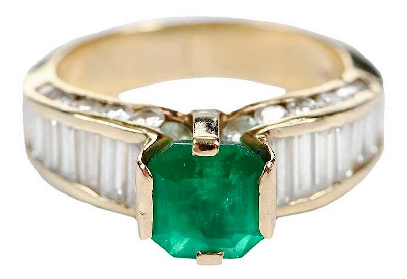 Appraisal: kt Emerald Diamond Ring center emerald cut emerald estimated weight