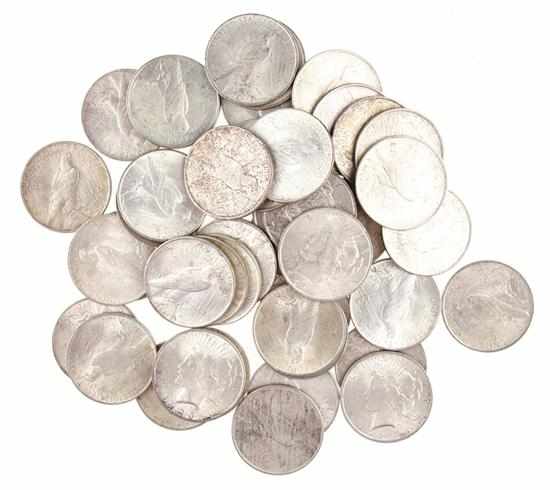 Appraisal: Brilliant group of US - Silver Peace Dollars obverse with