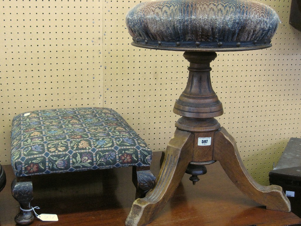 Appraisal: Lot comprising piano stool and a footstool